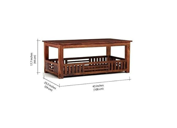 Lipyjo Solid Rosewood Center Table, Coffee Table with Openshelf Storage for Living Room, Bedroom, Hall, Kitchen (Honey Finish)